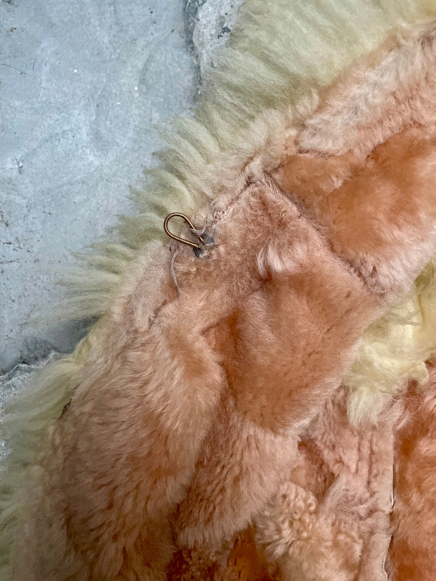 [USED] Faux Shearling Patchwork Vest, Shaggy Trim