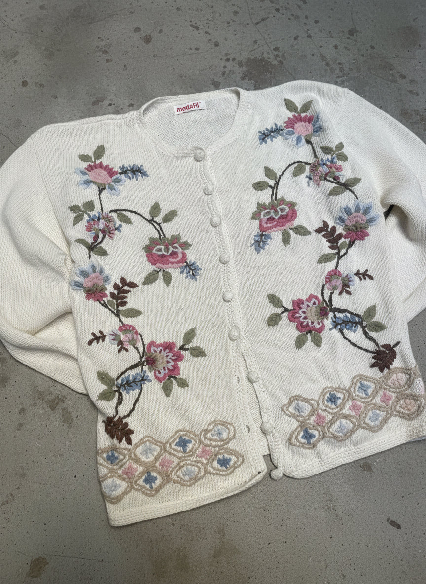 [VINTAGE] Cardigan Floral Embroidery