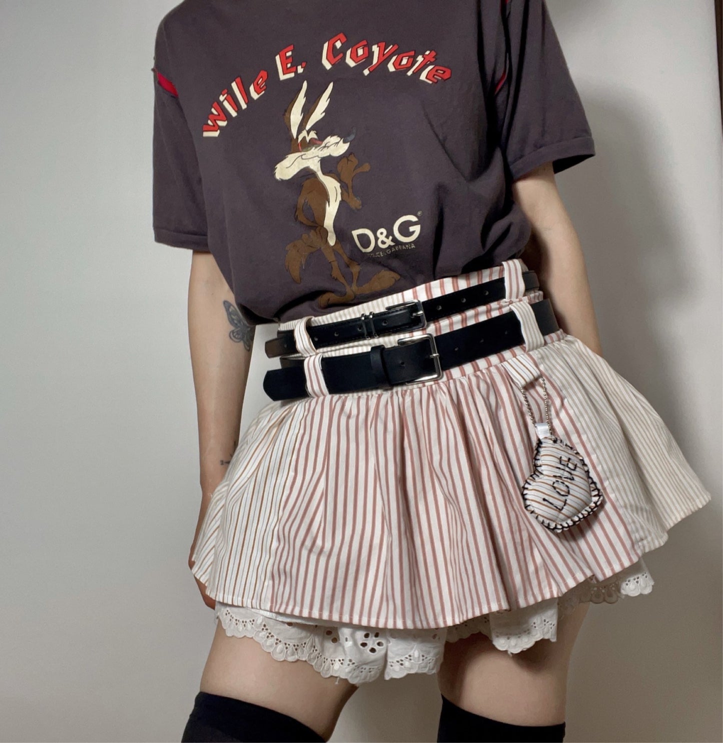[REMAKE] Double belt Mini Skirt - Love/Hate