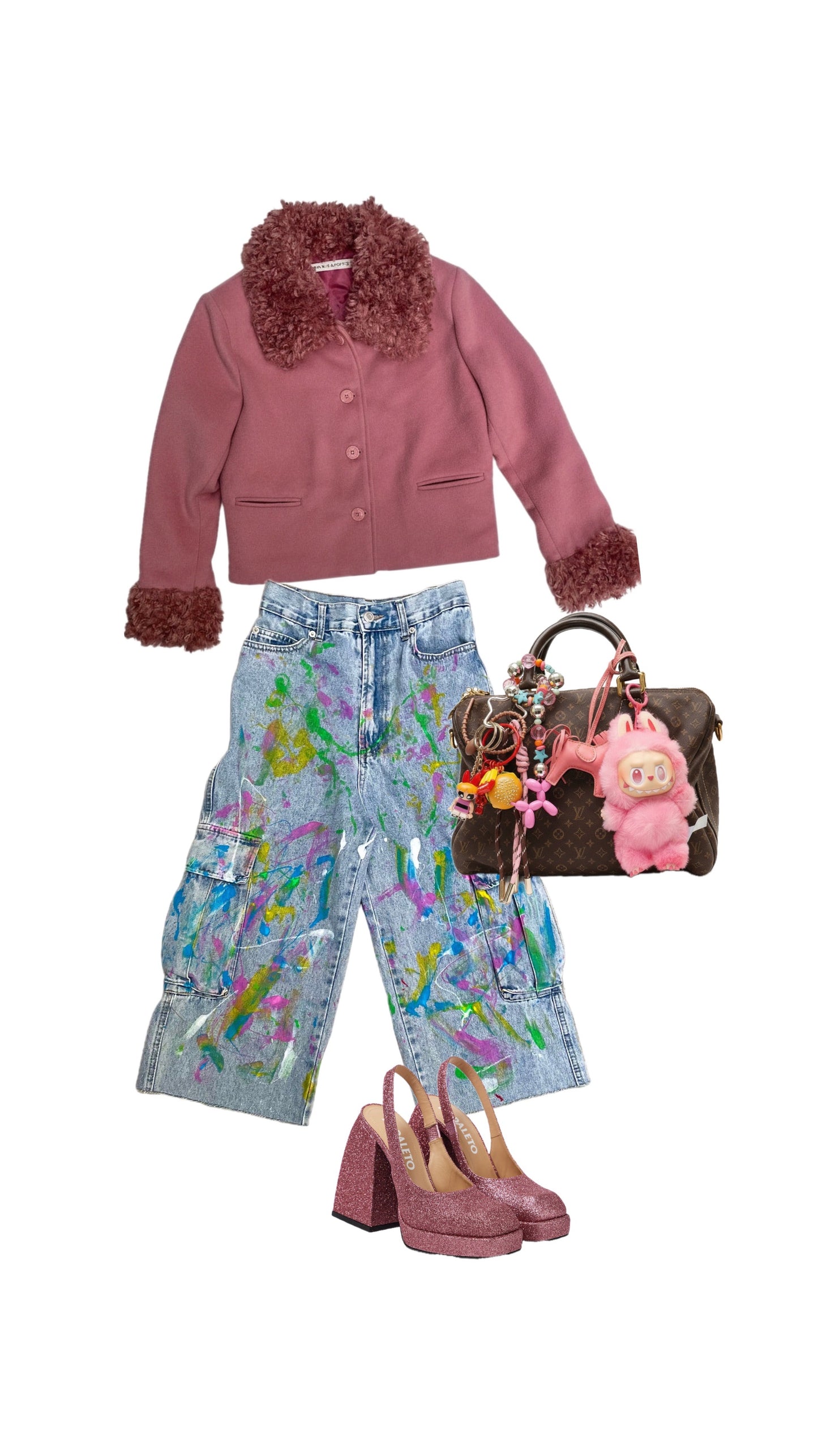 [REMAKE] Colorful Painted Cargo Denim Pants