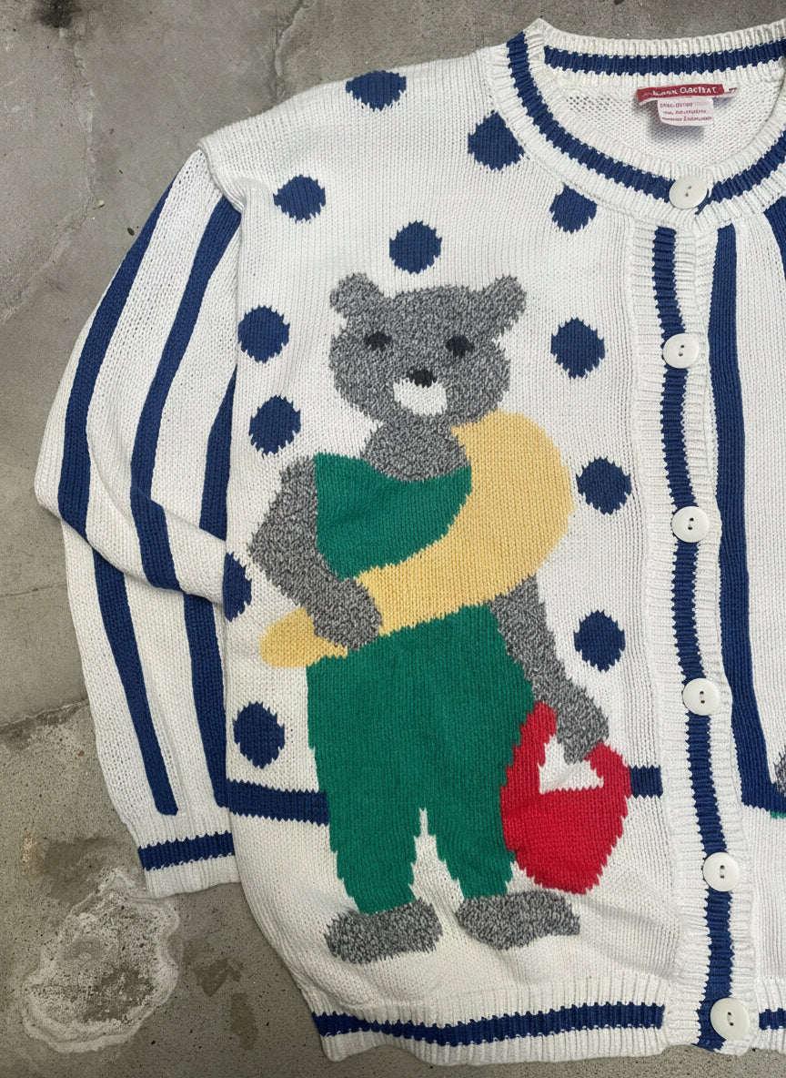 [VINTAGE] 90s Cardigan Beach Bear Motif