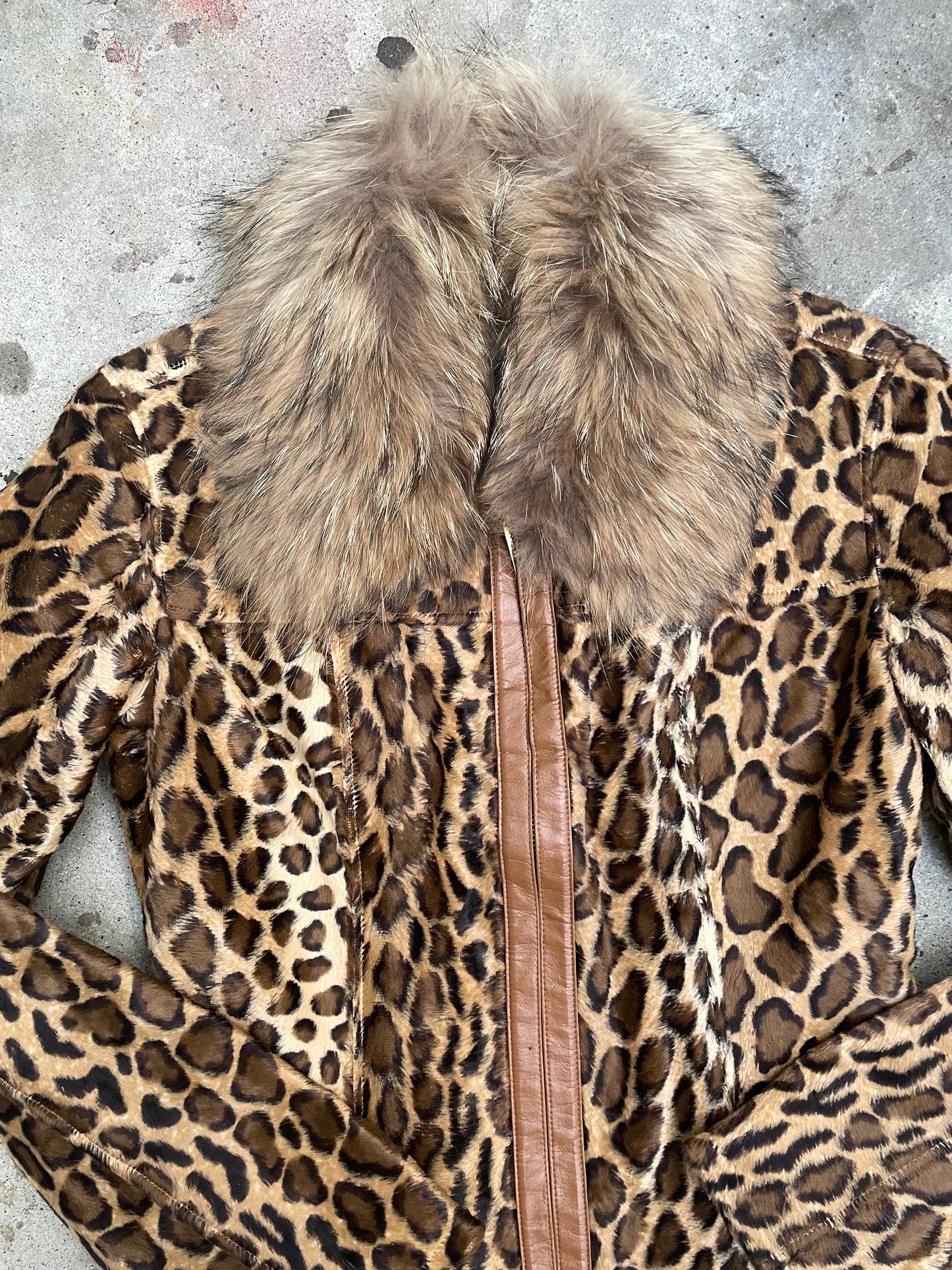 [USED] Leopard Jacket with Removable Fur Col