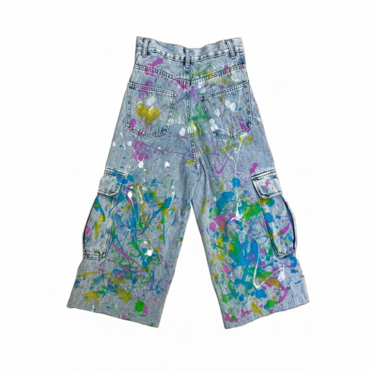 [REMAKE] Colorful Painted Cargo Denim Pants