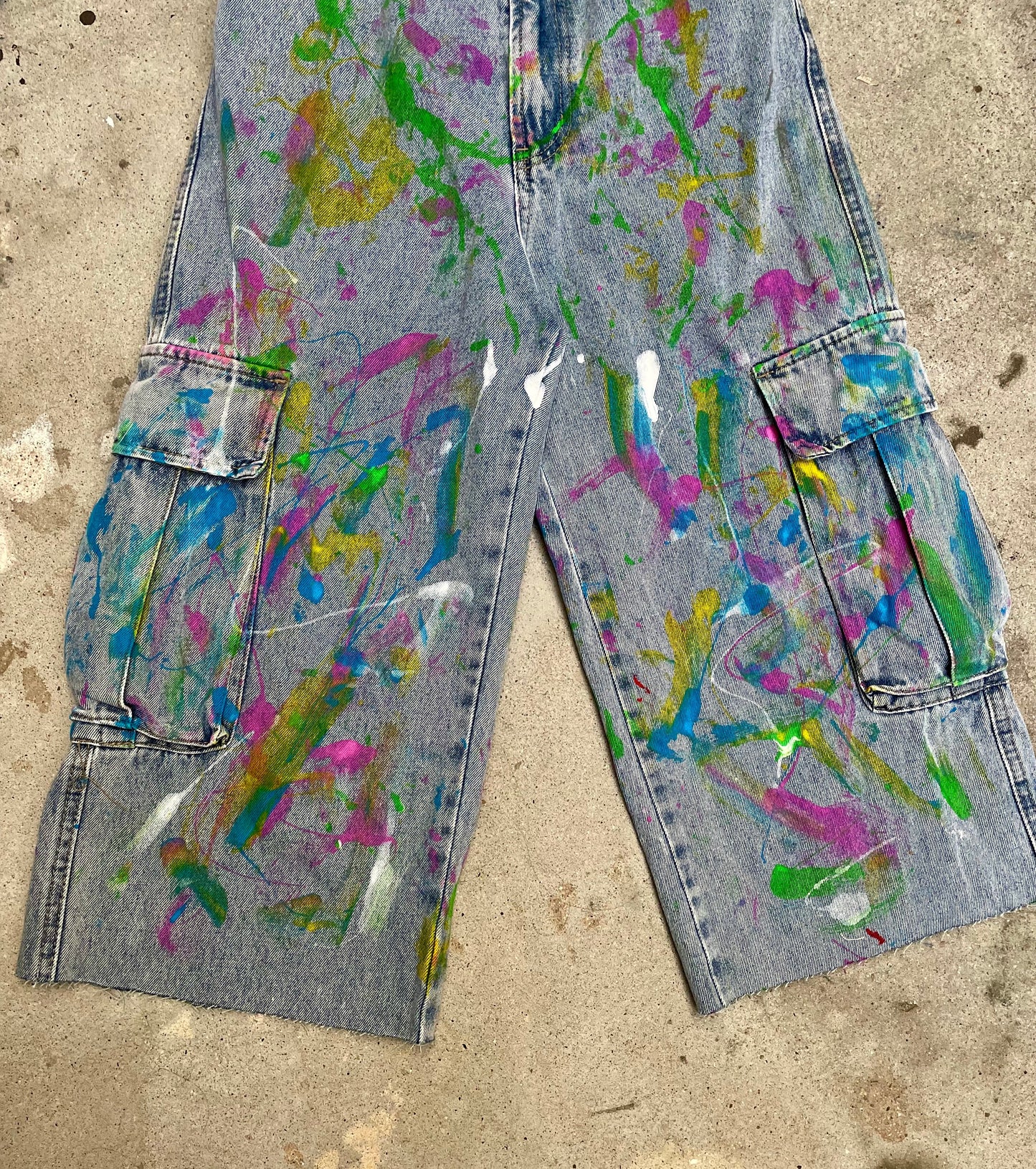 [REMAKE] Colorful Painted Cargo Denim Pants