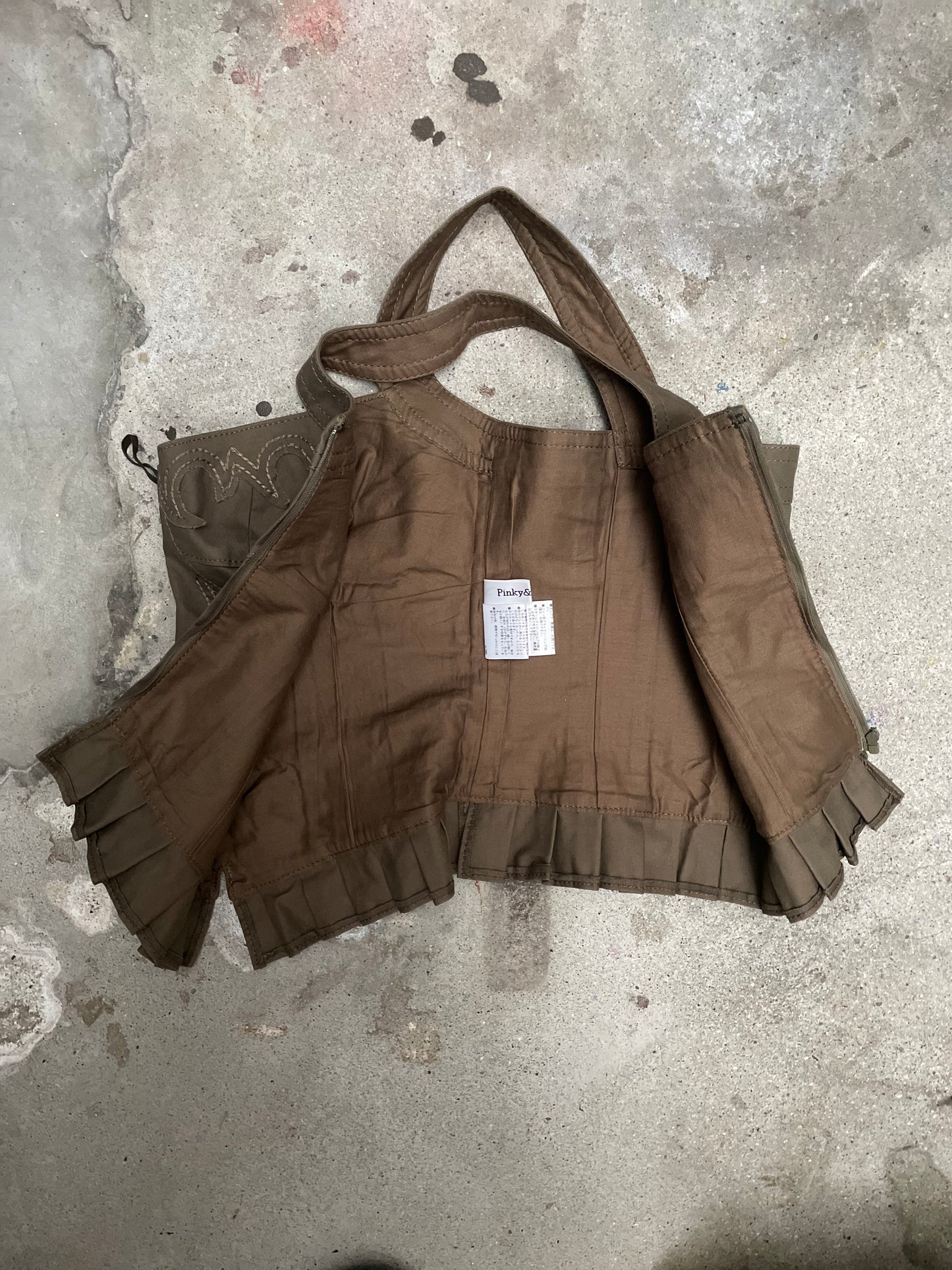 [VINTAGE] Y2K Khaki Lace-Up Bustier Top