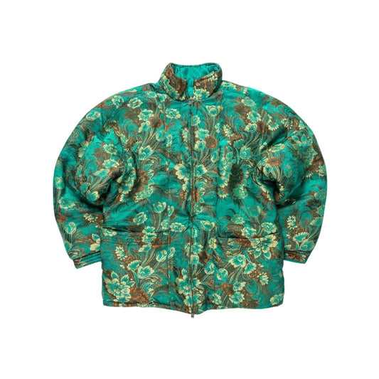 [VINTAGE] Floral Quilted Jacket – Emerald Green