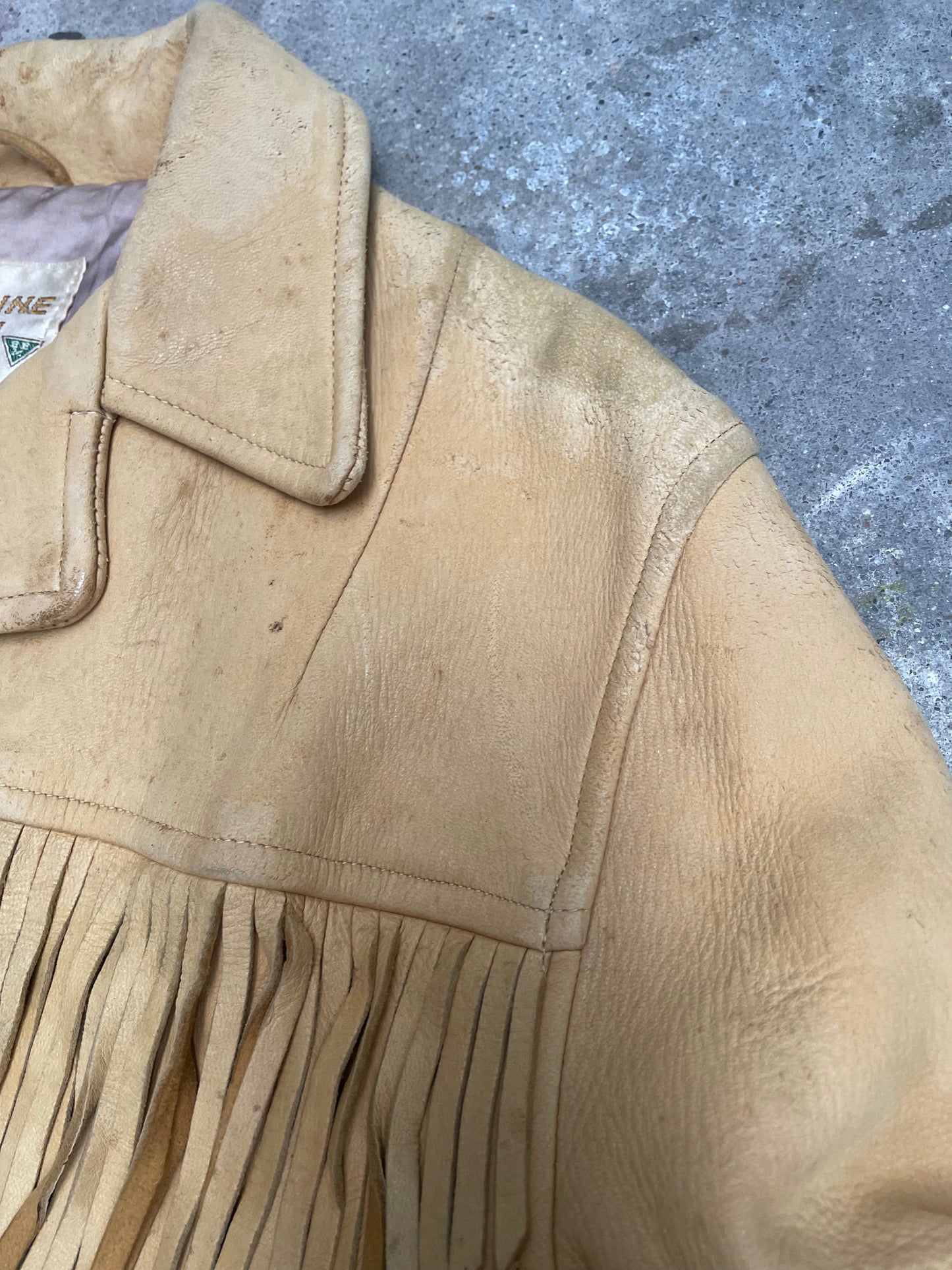 [VINTAGE] Fringes Leather Jacket worn-in Finish