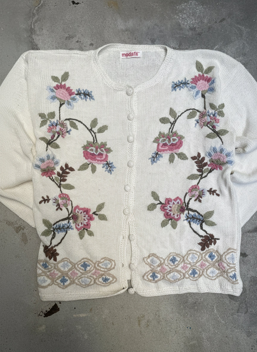 [VINTAGE] Cardigan Floral Embroidery