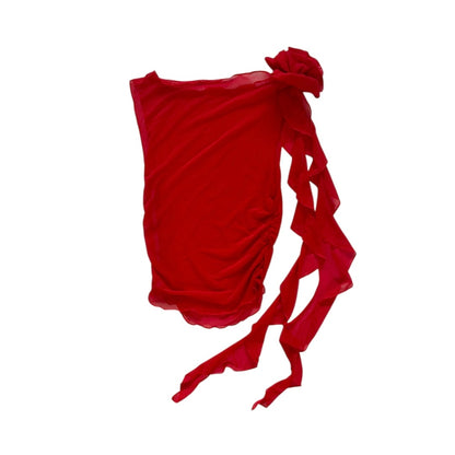 [Used] Asymmetrical Red Mesh Top