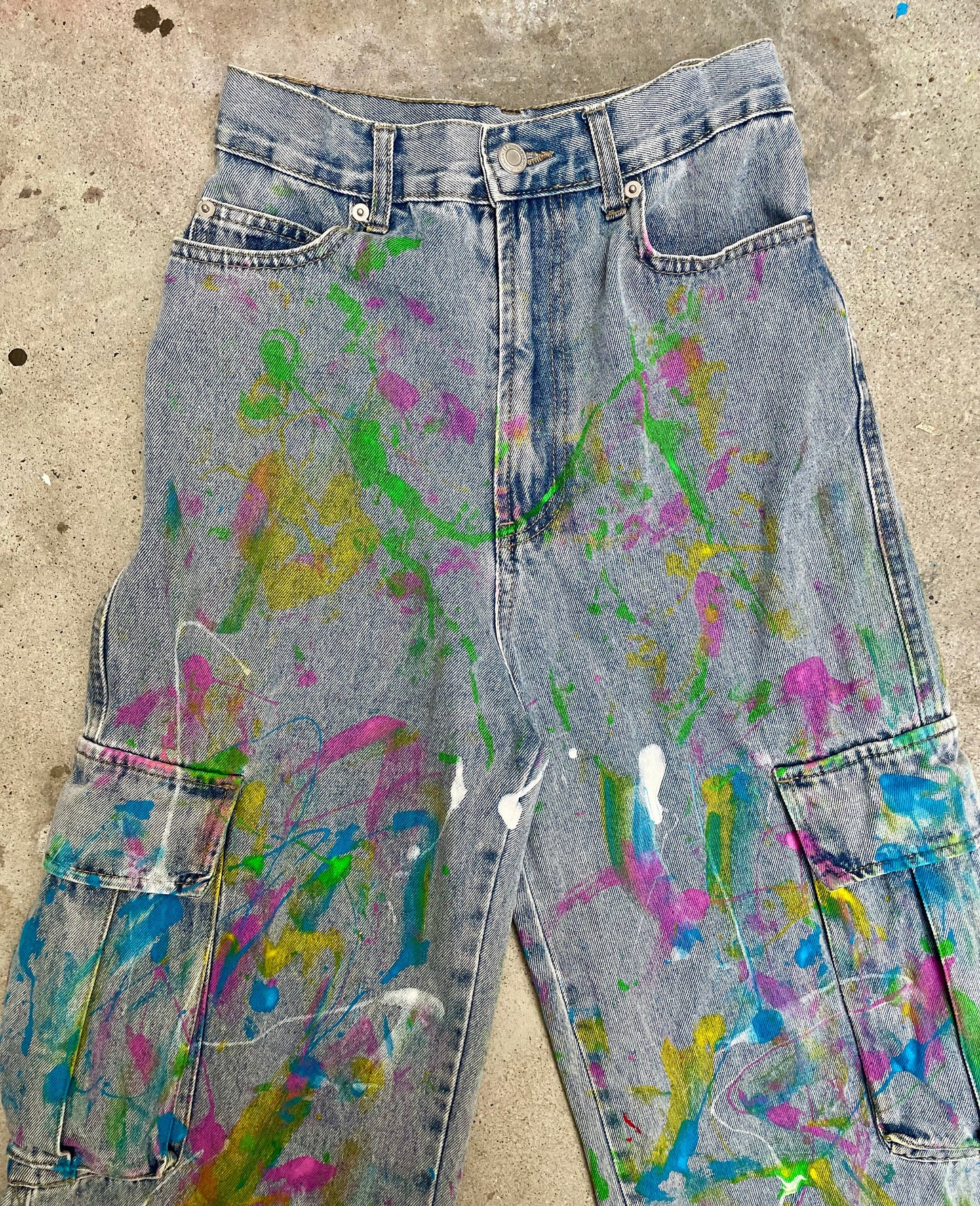 [REMAKE] Colorful Painted Cargo Denim Pants