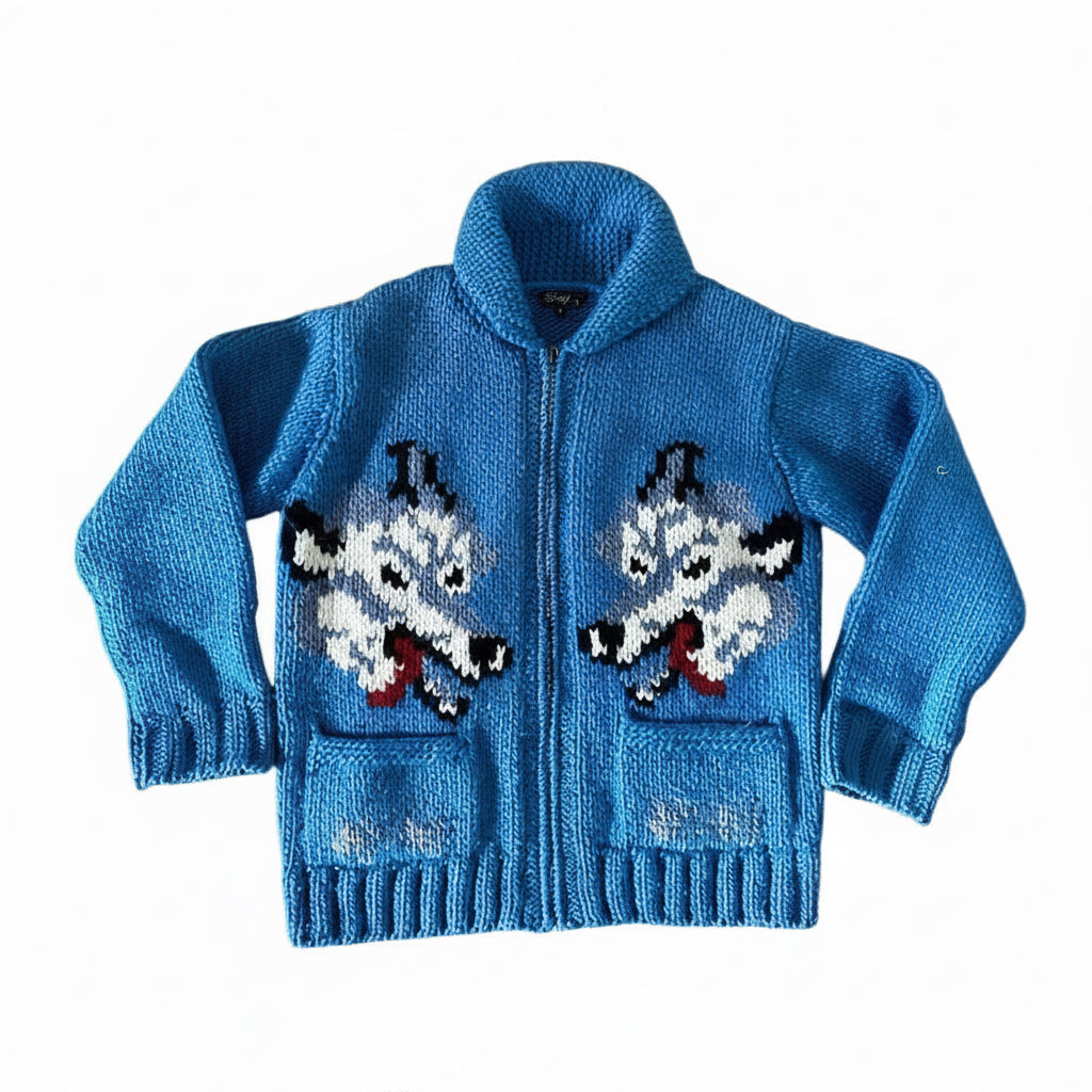 [USED] Wolf Pattern Cowichan Cardigan