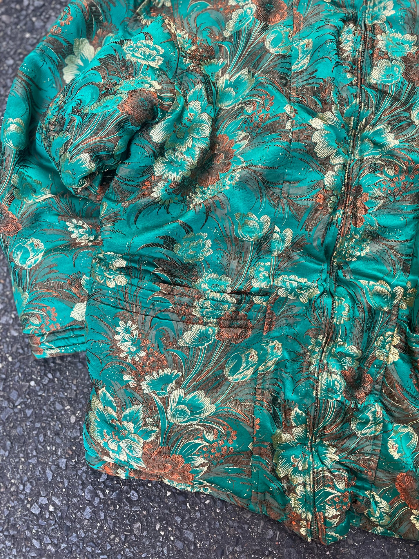 [VINTAGE] Floral Quilted Jacket – Emerald Green
