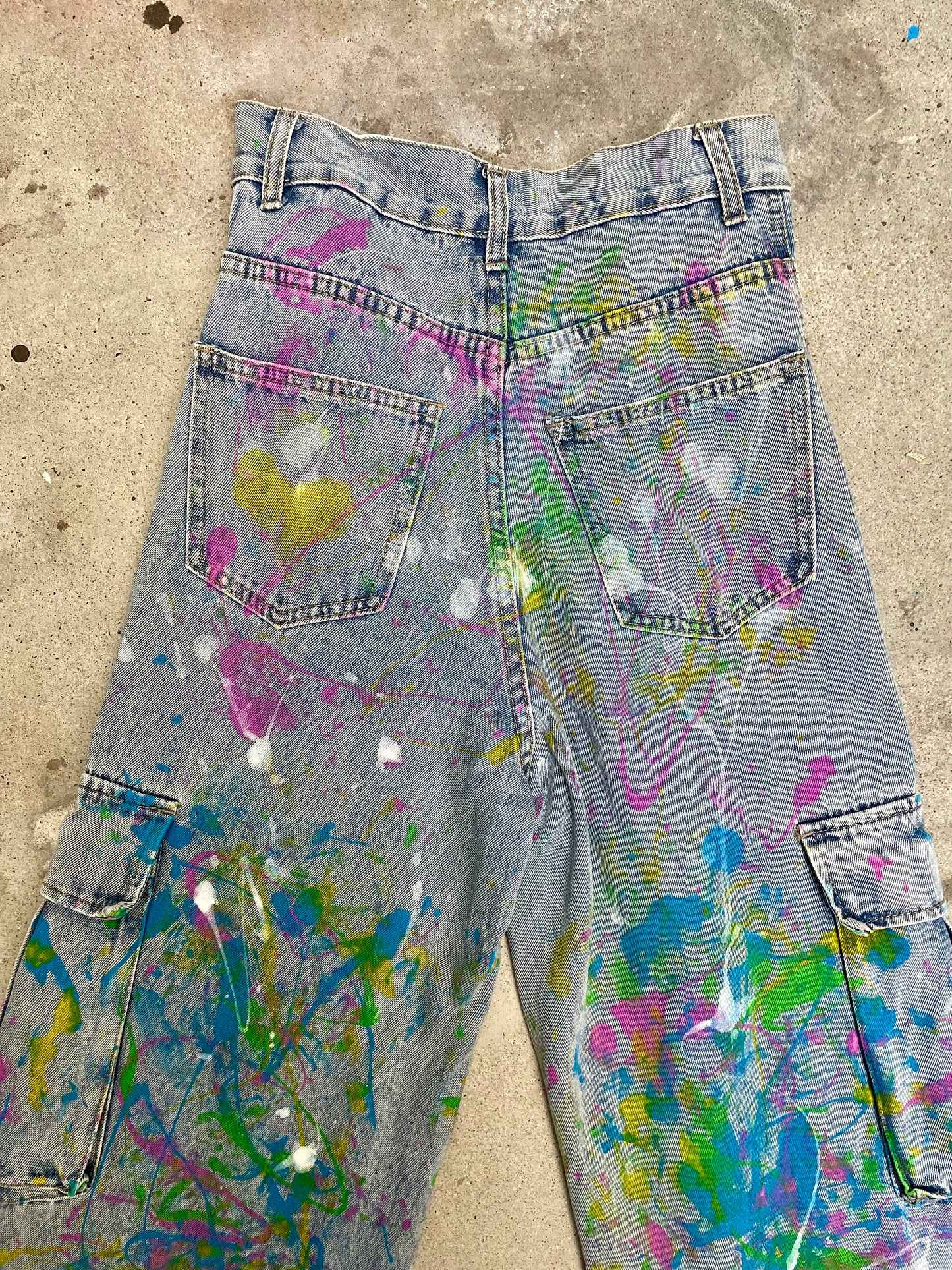[REMAKE] Colorful Painted Cargo Denim Pants