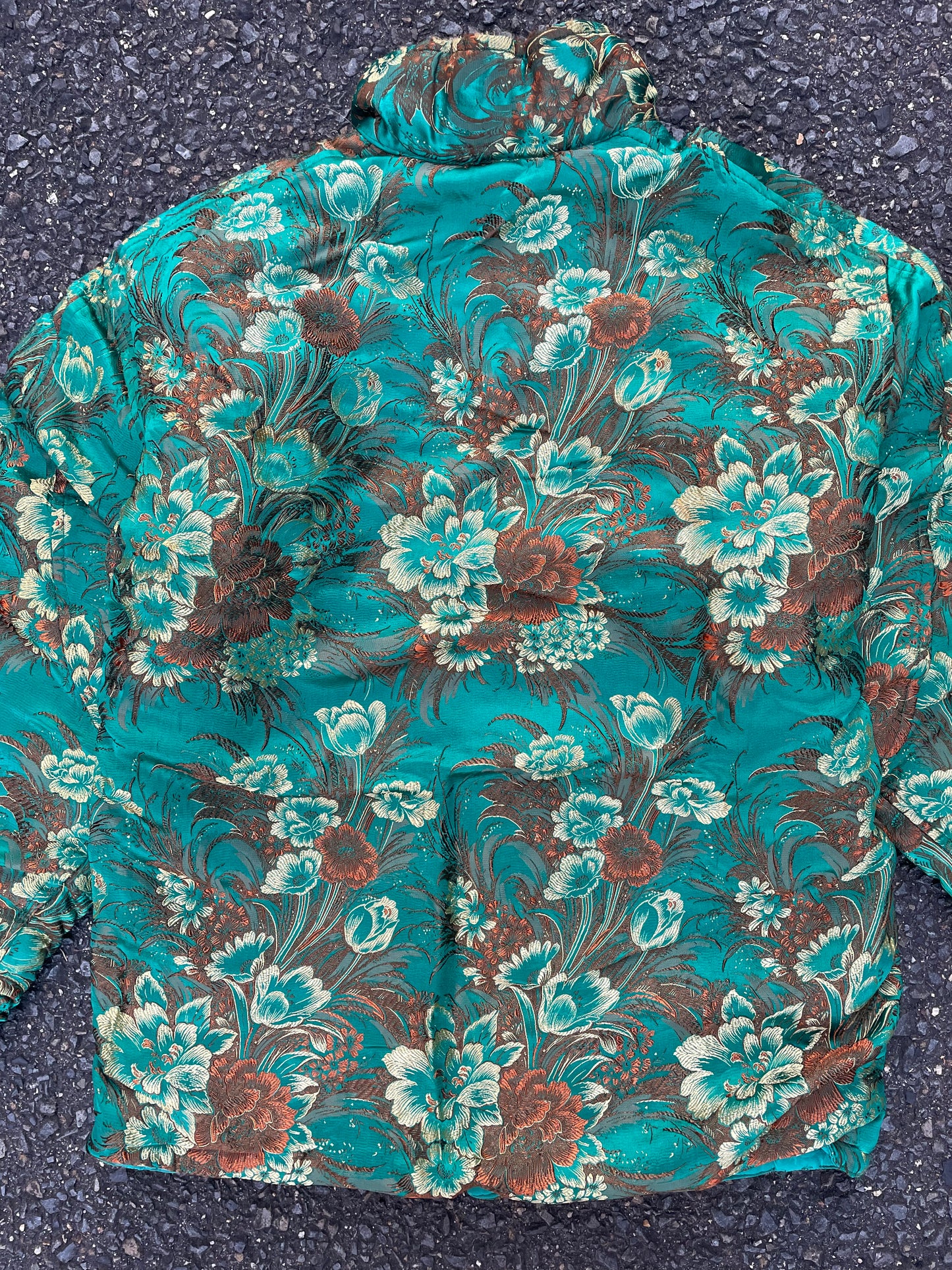 [VINTAGE] Floral Quilted Jacket – Emerald Green