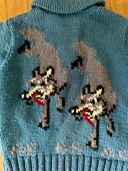 [VINTAGE] Wolf Pattern Cowichan Cardigan