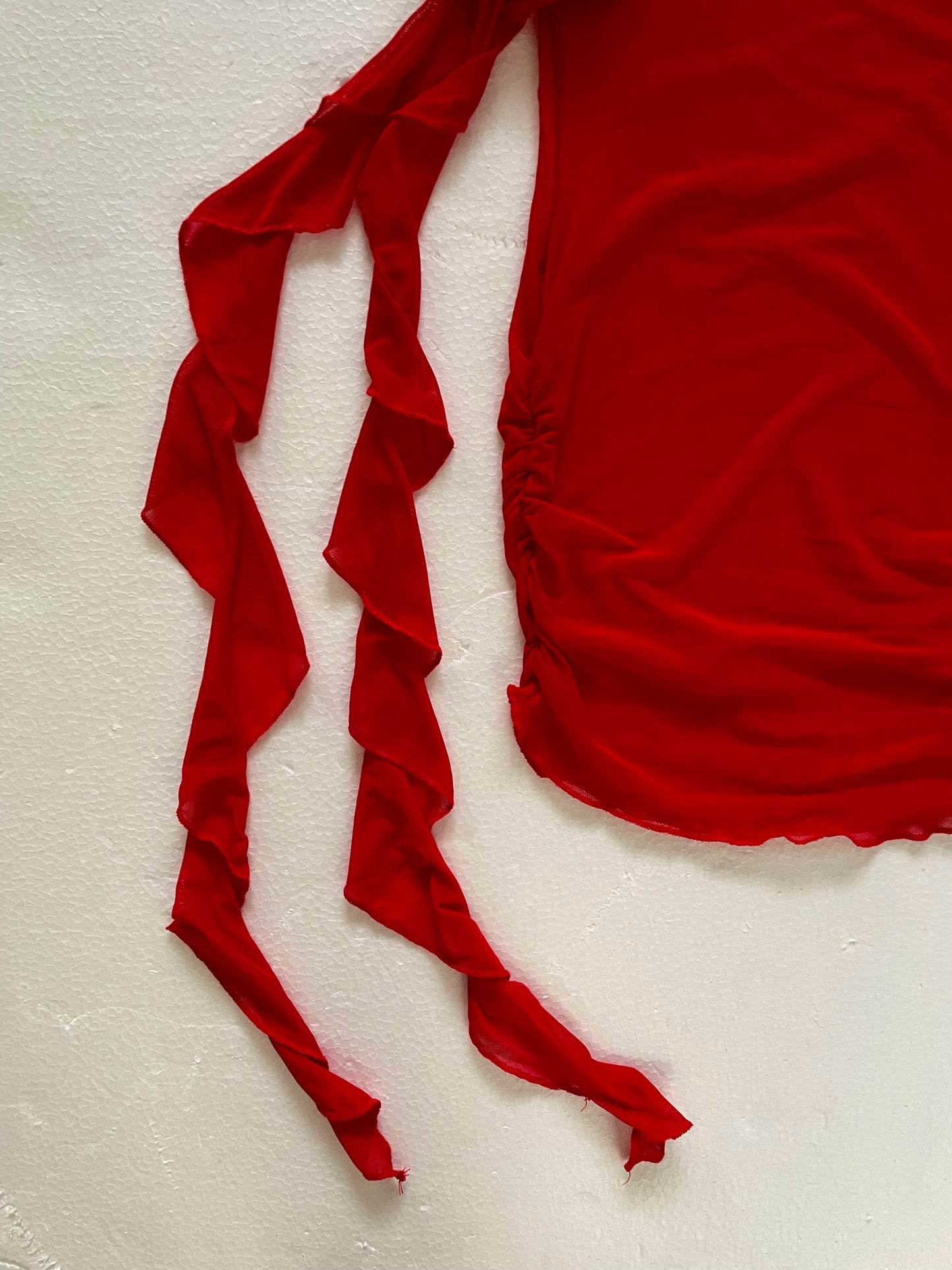 [Used] Asymmetrical Red Mesh Top