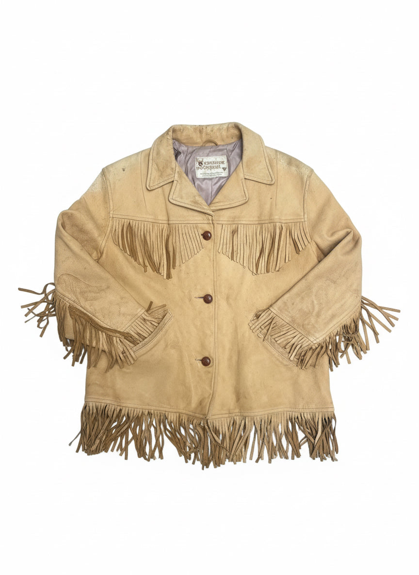 [VINTAGE] Fringes Leather Jacket worn-in Finish