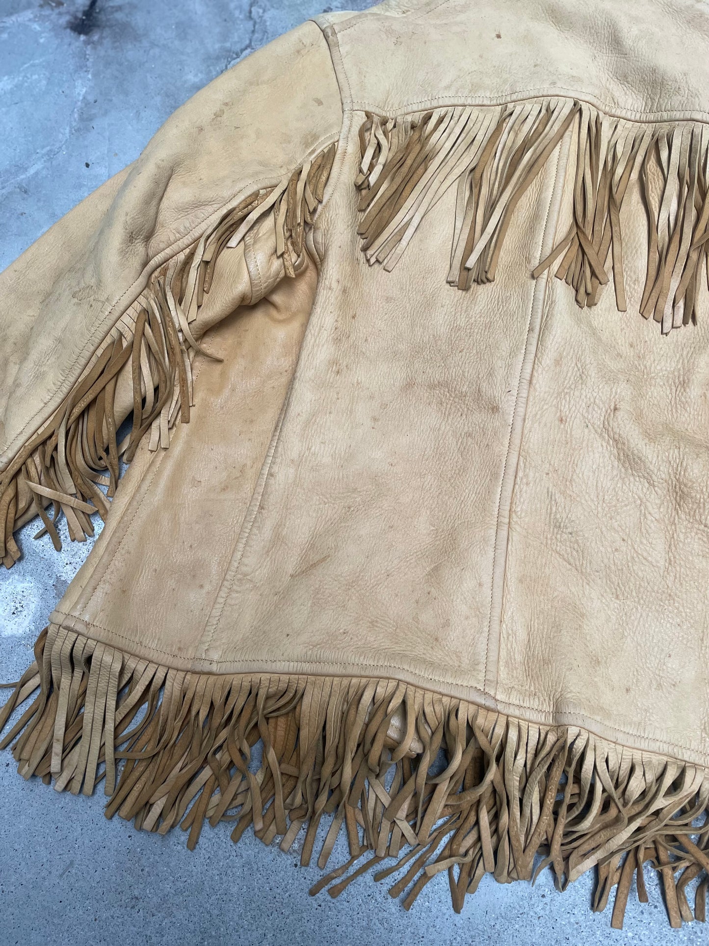 [VINTAGE] Fringes Leather Jacket worn-in Finish