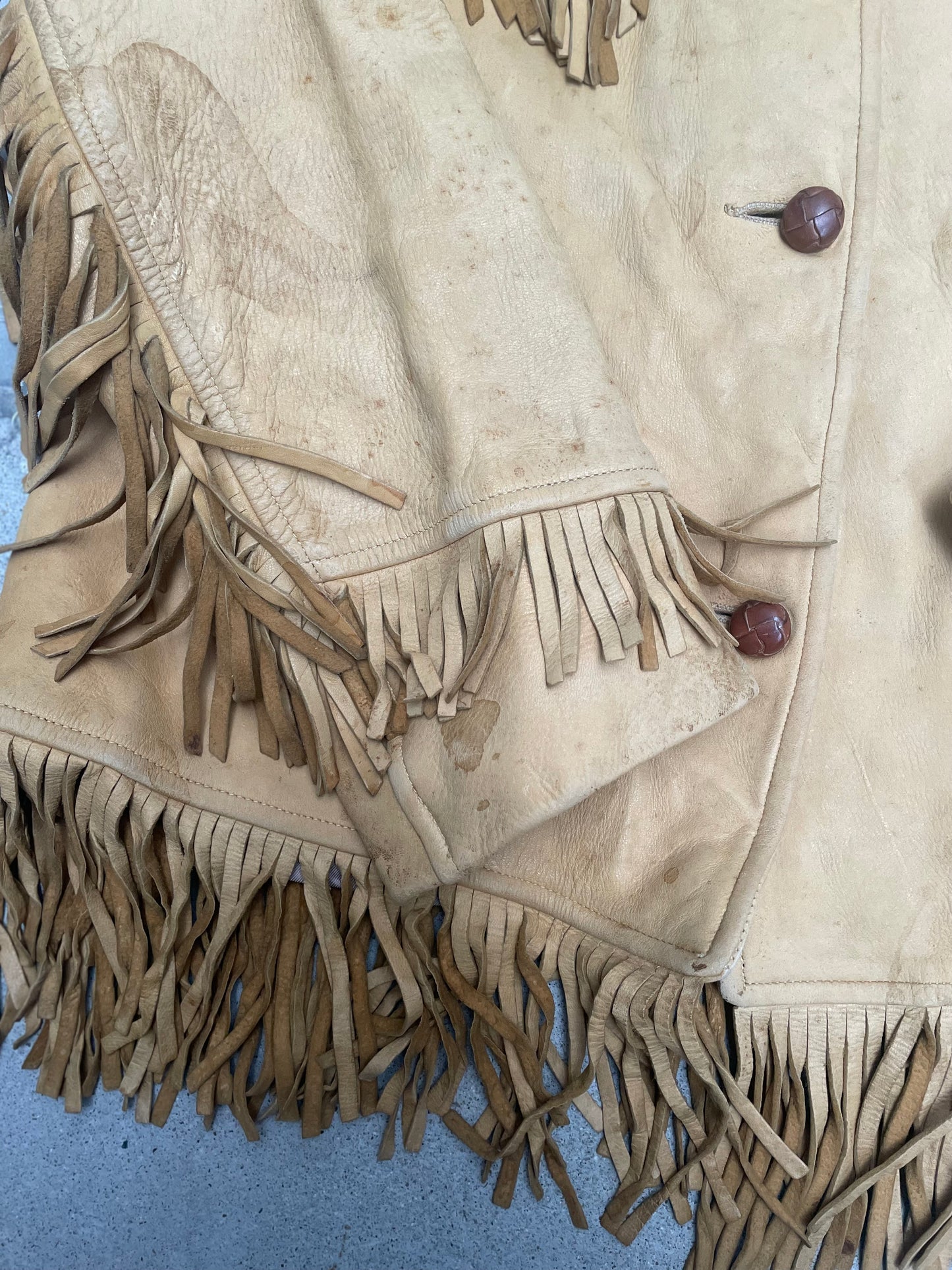 [VINTAGE] Fringes Leather Jacket worn-in Finish