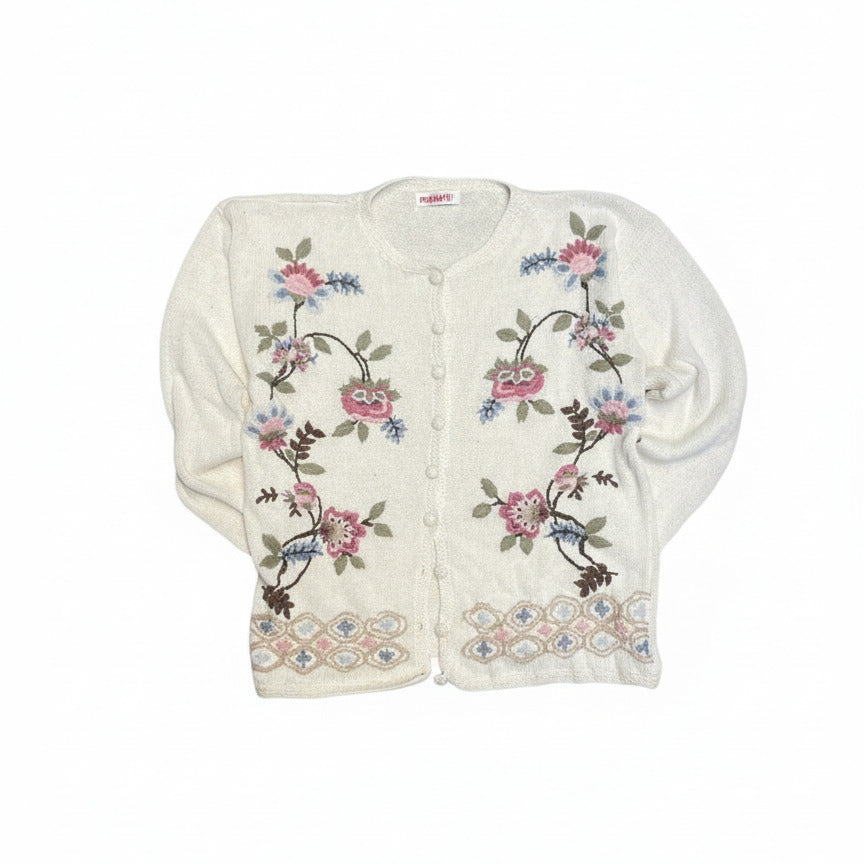 [VINTAGE] Cardigan Floral Embroidery
