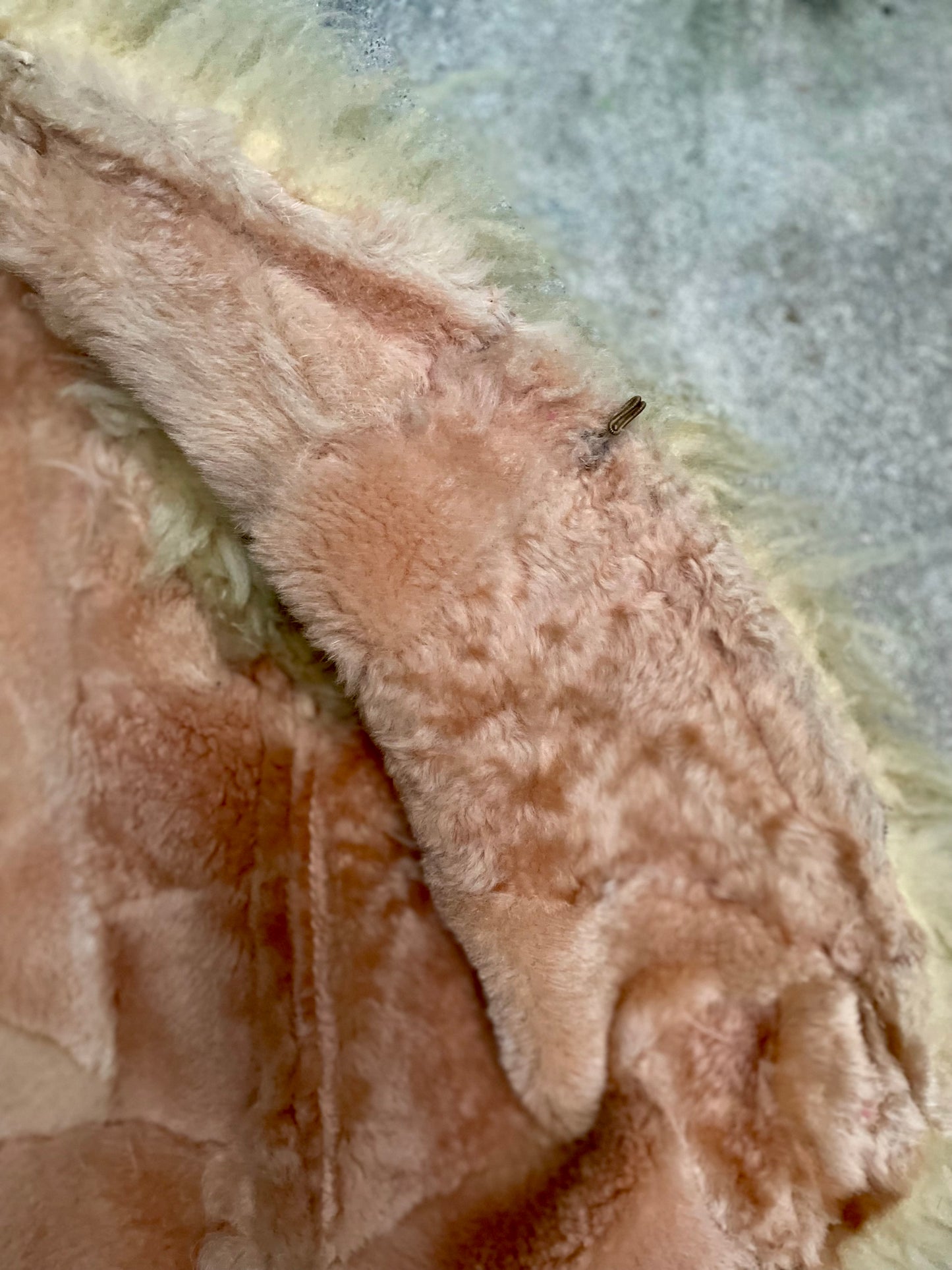 [USED] Faux Shearling Patchwork Vest, Shaggy Trim