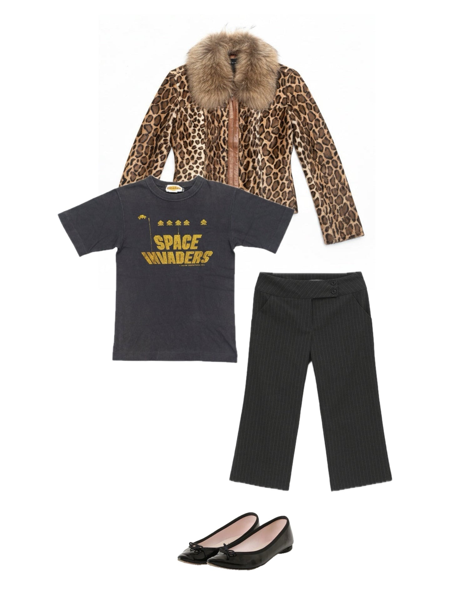 [USED] Leopard Jacket with Removable Fur Col