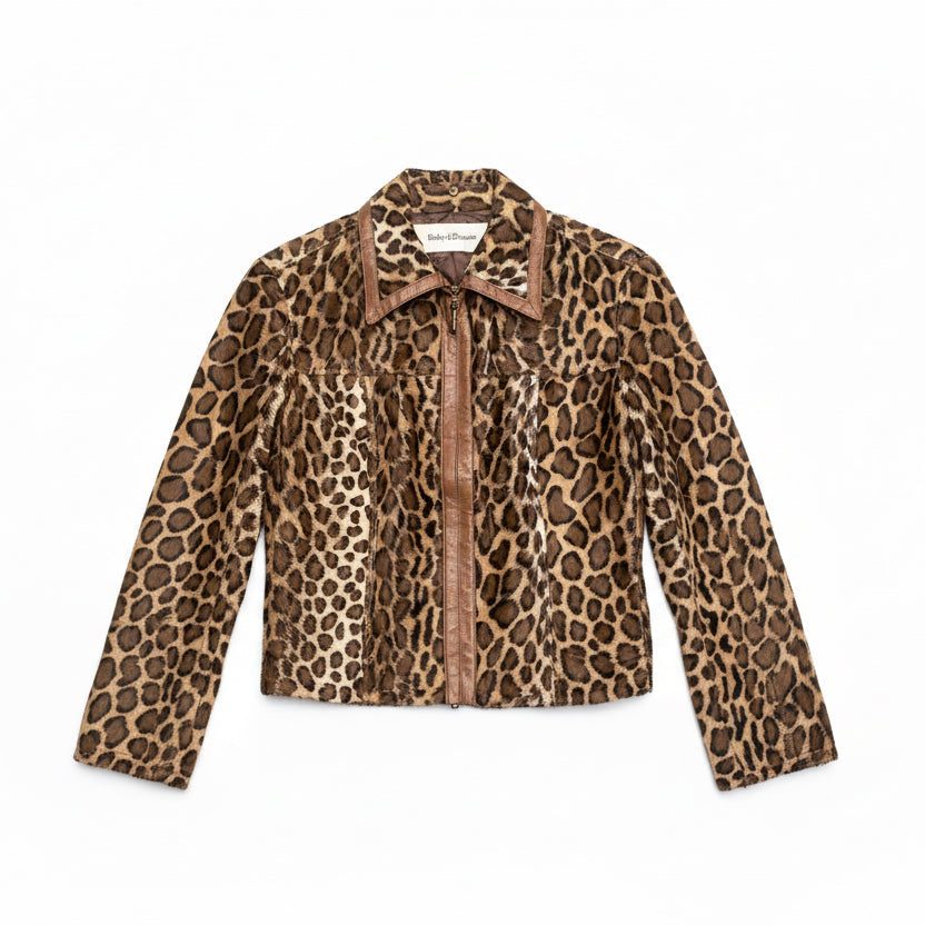[USED] Leopard Jacket with Removable Fur Col