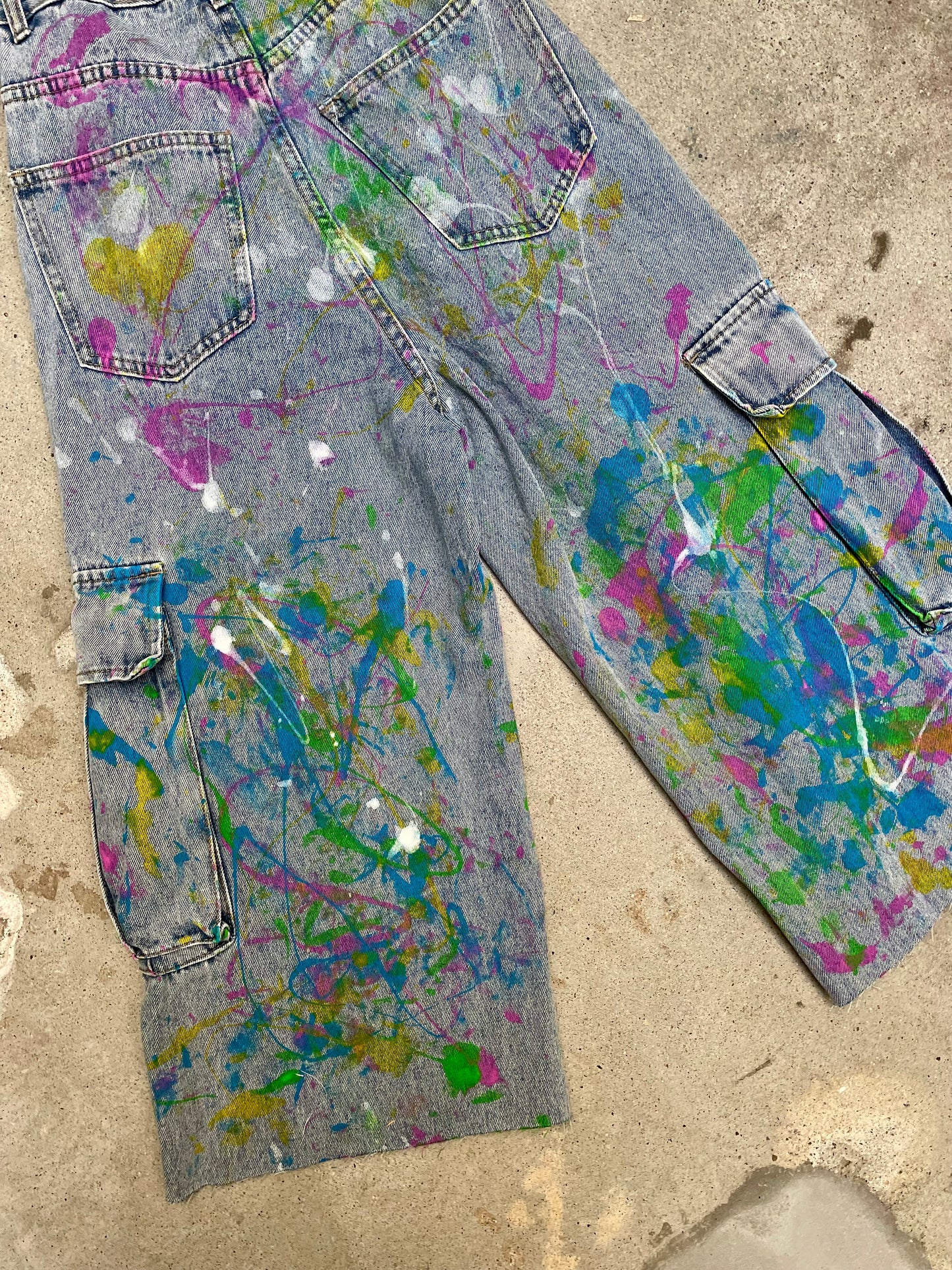 [REMAKE] Colorful Painted Cargo Denim Pants
