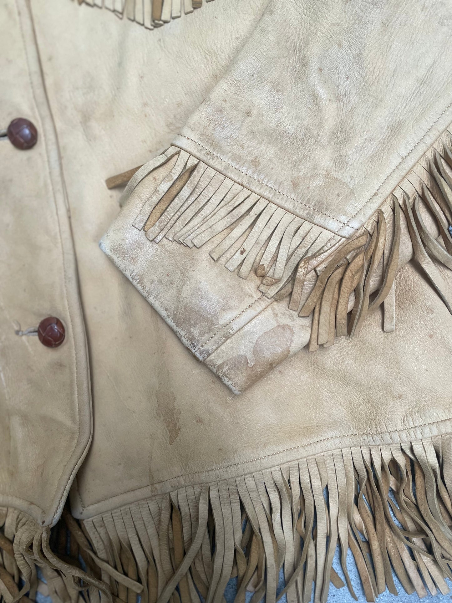 [VINTAGE] Fringes Leather Jacket worn-in Finish