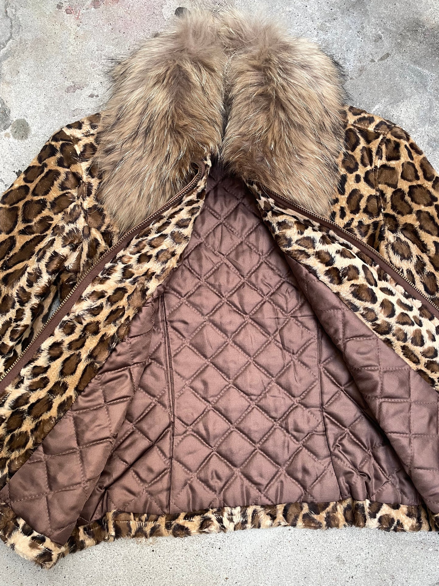 [USED] Leopard Jacket with Removable Fur Col