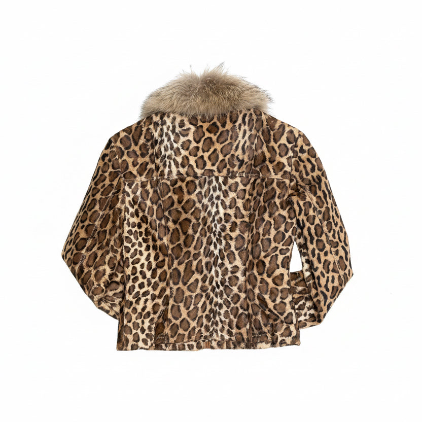 [USED] Leopard Jacket with Removable Fur Col