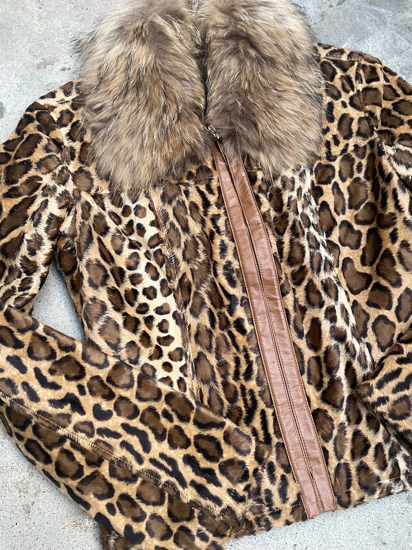 [USED] Leopard Jacket with Removable Fur Col