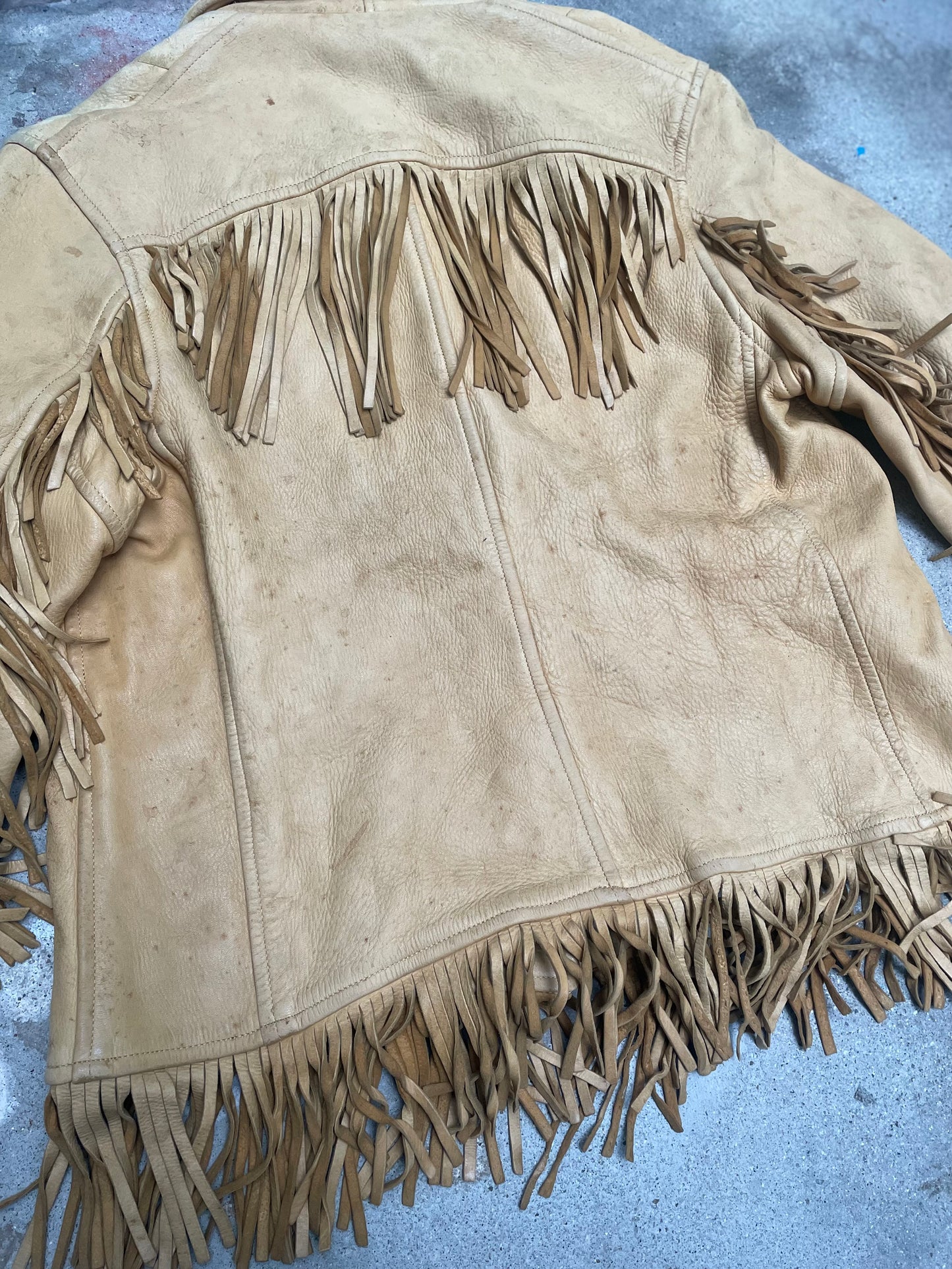 [VINTAGE] Fringes Leather Jacket worn-in Finish