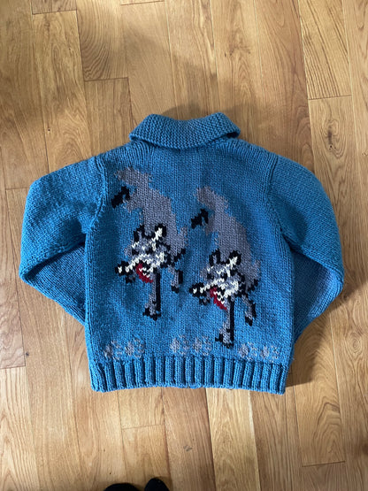 [VINTAGE] Wolf Pattern Cowichan Cardigan
