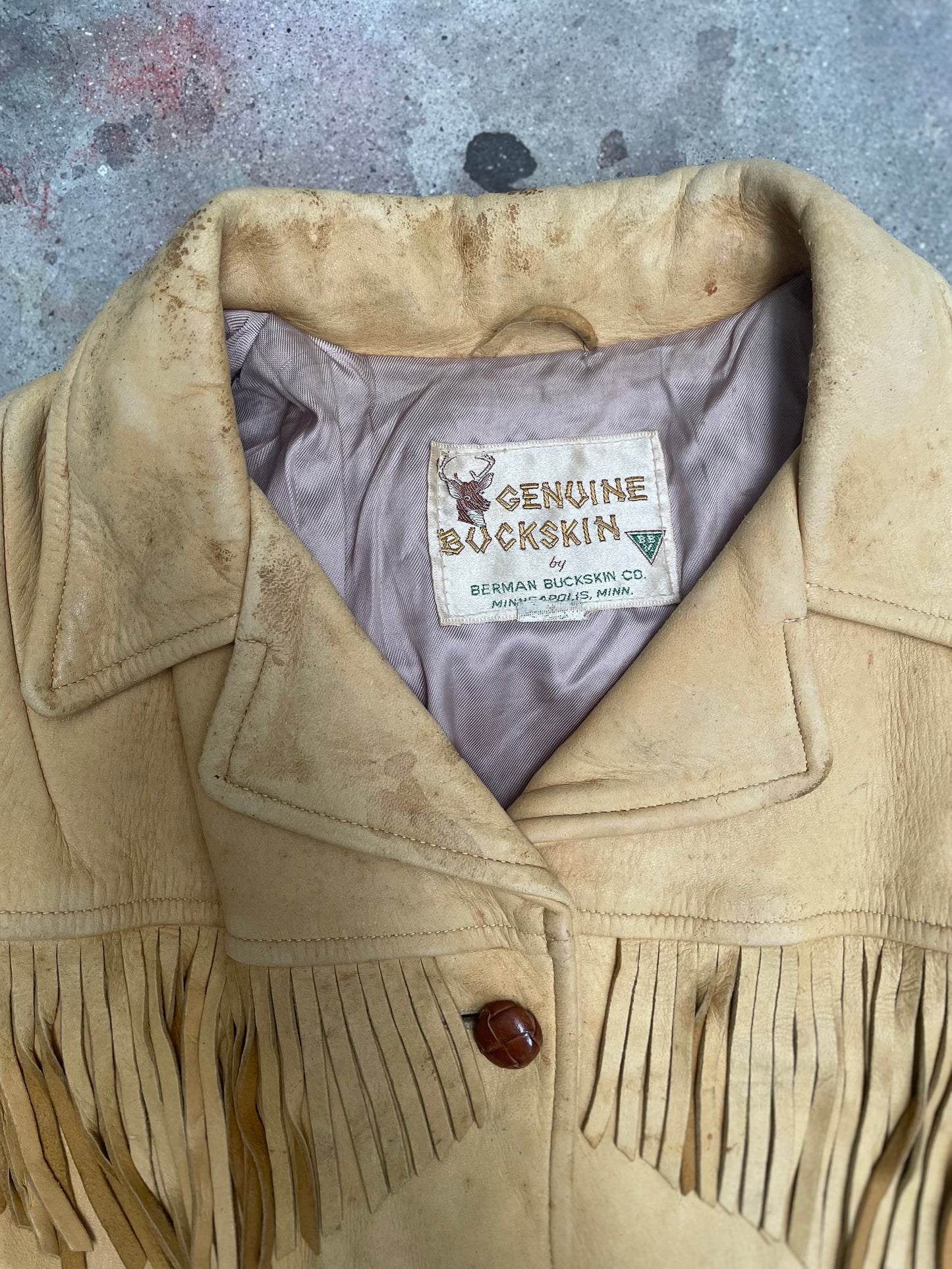 [VINTAGE] Fringes Leather Jacket worn-in Finish