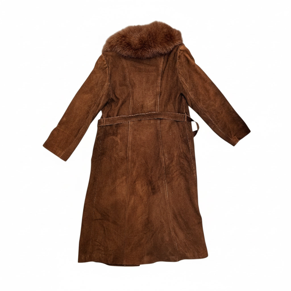 [USED] Leather Coat with Fur Collar