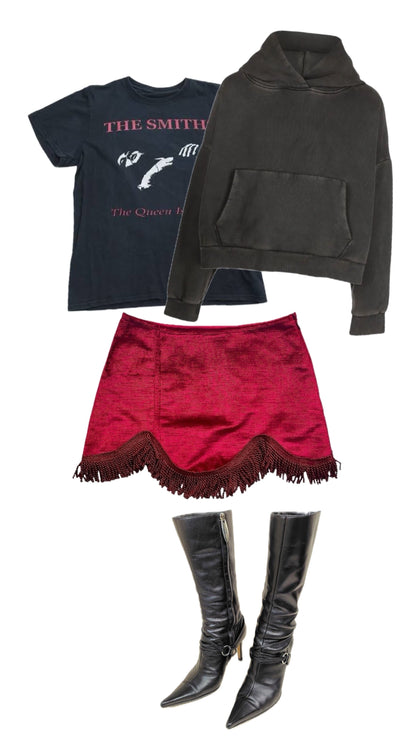 [REMAKE] Fringe Velvet Mini Skirt