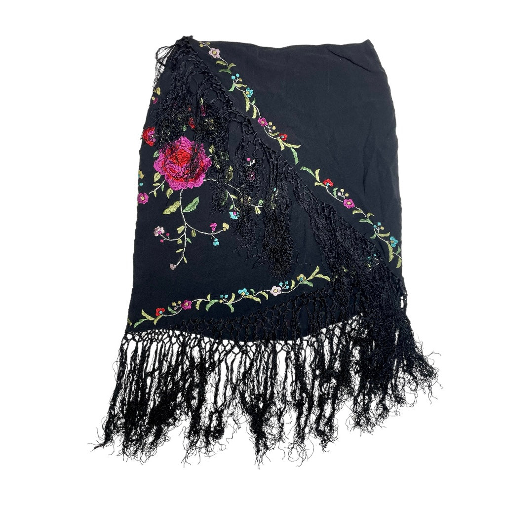 [Used] Silk Floral Embroidered Wrap Skirt
