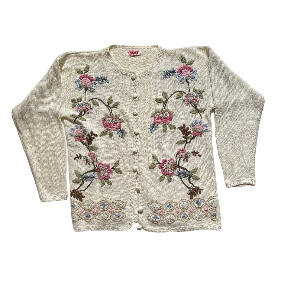 【VINTAGE 】Floral Knit Cardigan